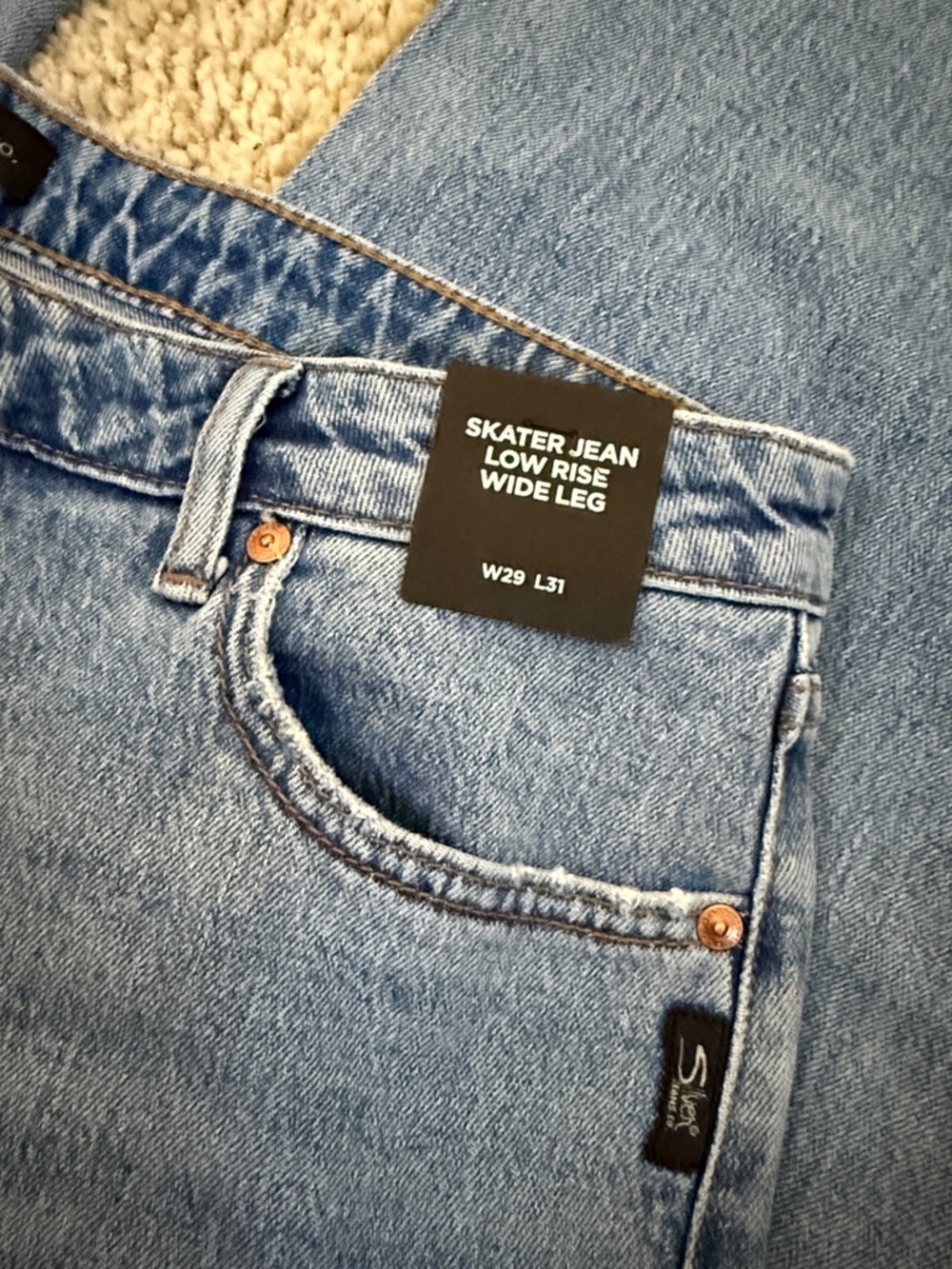 NWT Silver Jeans Co Skater Low Rise Wide Leg Jeans Light Wash W29 L31 - Picture 6 of 6